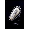 Image 1 : Navajo Signed Scrimshaw Agate & Sterling Ring