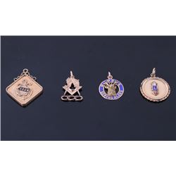 Collection of Four Fraternal Society Watch FOB's