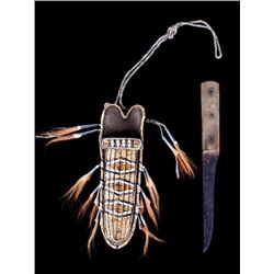Metis Cree Quilled Sheath & Trade Knife 1830 Style
