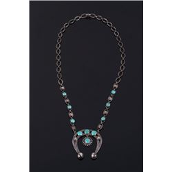 Navajo Turquoise Squash Blossom Necklace