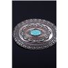 Image 3 : Signed Navajo Sterling Silver & Turquoise Brooch