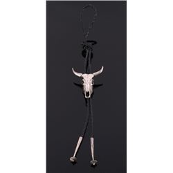 Navajo Sterling Silver Bison Skull Bolo Tie