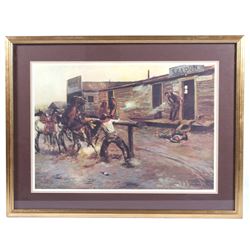 Charlie Russell "Death Of A Gambler" Framed Print