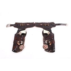 Hubley Cowboy Cap Guns & Leather Holster Belt