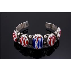 Signed Navajo Cut Chevron Bead Bracelet