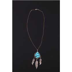 Navajo Silver Sleeping Beauty Turquoise Necklace