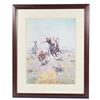 Image 1 : Charlie Russell Cowboy Roping A Steer Framed Print