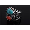 Image 3 : Navajo Native American Turquoise & Coral Ring