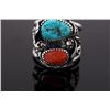 Image 7 : Navajo Native American Turquoise & Coral Ring