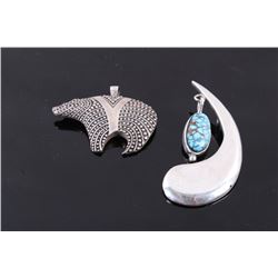 Sterling Silver Bear & Claw w/ Turquoise Pendants