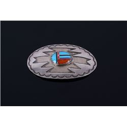 Navajo Sterling Silver & Multi Stone Brooch
