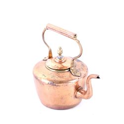Late 1800s Gooseneck Copper Dovetail Kettle