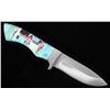 Image 2 : Mexican Turquoise & Inlay Handle Knife With Sheath