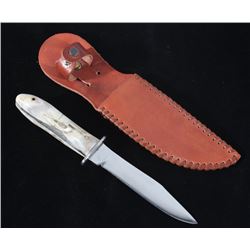 Deer Antler Knife with Leather Sheath