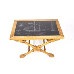RARE Grand Banks Fisherman Slate Table w/ Etching