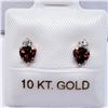 Image 2 : 10K  GARNET (4X4MM) CZ EARRINGS