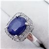 Image 2 : SILVER LADIES SAPPHIRE CZ RING