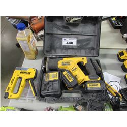 DEWALT STAPLER, DEWALT RECIPROCATING SAW, BATTERIES & CHARGER