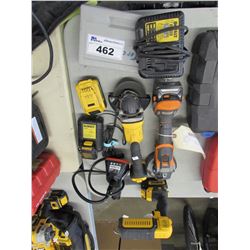 DEWALT ADJUSTABLE WORKLIGHT, DEWALT GRINDER, RIDGID GRINDER, DEWALT BATTERIES & CHARGER