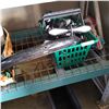 Image 1 : BASKET OF BIKE PARTS, SARIS BAT RACK, AND GENERATOR 2 LIGHT SET