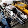 Image 2 : GREY FLOOR JACK AND YELLOW FLOOR JACK W/ 2 LAWN MOWER WHEELS