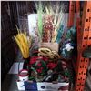 Image 1 : LOT OF ARTIFICIAL FLORALS, DECORATIVE GRASS AND STICKS AND SMALL BASKETS