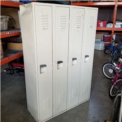 BANK OF 4 LOCKERS 6 FOOT TALL, 4 FOOT WIDE, 18 INCHES DEEP