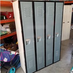 BANK OF 4 LOCKERS 6 FOOT TALL, 4 FOOT WIDE, 18 INCHES DEEP