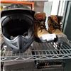 Image 1 : MEDIUM BELL MOTO CROSS HELMET AND SIZE 7.5 STEEL TOE BOOTS