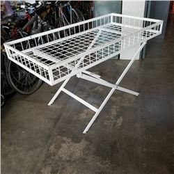 WHITE METAL WIRE TABLE W/ FOLDING LEGS