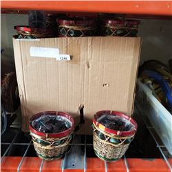 BOX OF WICKER PLANTERS