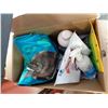 Image 1 : BOX OF MISC DOG SUPPLIES, CAT AND DOG TREATS, AND CAT FOOD