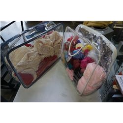 2 BAGS OF WOOL, YARN, SCRAPS, ETC