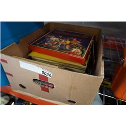 BOX OF RECORDS, TAPES AND CARDS