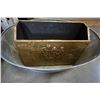 Image 3 : WOOD WINE RACK, GALVANIZED TUB, BRASS PLATTER, AND WOOD FIRE BOX