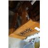 Image 5 : WOOD WINE RACK, GALVANIZED TUB, BRASS PLATTER, AND WOOD FIRE BOX