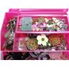 Image 2 : PINK JEWELRY BOX W/ CONTENTS