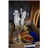 Image 1 : BOX OF BISQUE FIGURES, COLLECTIBLE CHINA, FIGURES, AND BEADED PURSE
