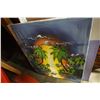 Image 3 : LOT OF NEW CANVASES, CORK BOARD, PAINTING, AND BURL PICTURE