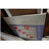 Image 4 : LOT OF NEW CANVASES, CORK BOARD, PAINTING, AND BURL PICTURE