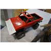 Image 2 : AFRICAN STYLE WOOD CARVING MAN ON MOTORCYCLE, JOHN DEERE TRACTOR TOY AND TOY TRUCK