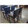 Image 4 : 5 WOOD AND BROWN LEATHER BAR STOOLS