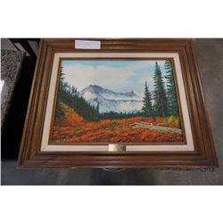 SIGNED OIL ON CANVAS TABLE MOUNTAIN MOUNT BAKER