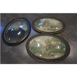 OVAL DOME GLASS ANTIQUE PAINTINGS