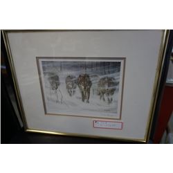 DON LILIGER WOLF PACK IN SNOWSTORM SIGNED PRINT