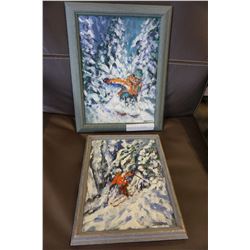 SKIER #1 AND #2 ORIGINAL PAINTING BY OTTO JEGODTKA