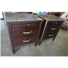 Image 1 : PAIR OF 2 DRAWER STONE TOP END TABLES ONE WITH REPAIRED TOP