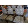 Image 4 : SET OF 6 ANTIQUE OAK AND UPHOLSTERED DINING CHAIRS