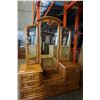 Image 1 : OAK DOUBLE DRESSER VANITY W/ MIRROR