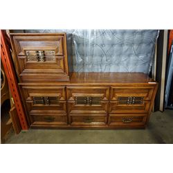 9 DRAWER WALNUT DRESSER W/ 2 DRAWER NIGHT STAND